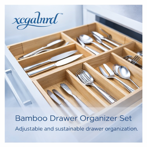 xcqalnrd™ Bamboo Drawer Organizer Set, Bamboo drawer organizer, kitchen storage, eco-friendly kitchenware