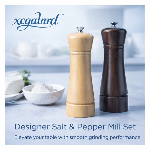 xcqalnrd™ Designer Salt & Pepper Mill Set, Salt and pepper mills, designer kitchen tools, wooden mills